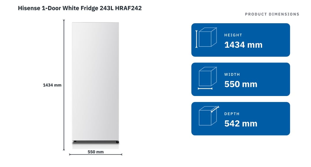 Hisense 1-Door White Fridge 243L HRAF242