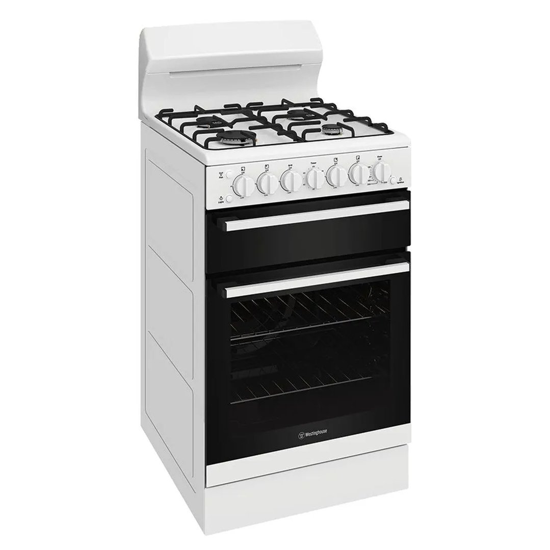 Westinghouse 54cm Freestanding Gas Oven and Gas Cooktop - White WLG512WCH
