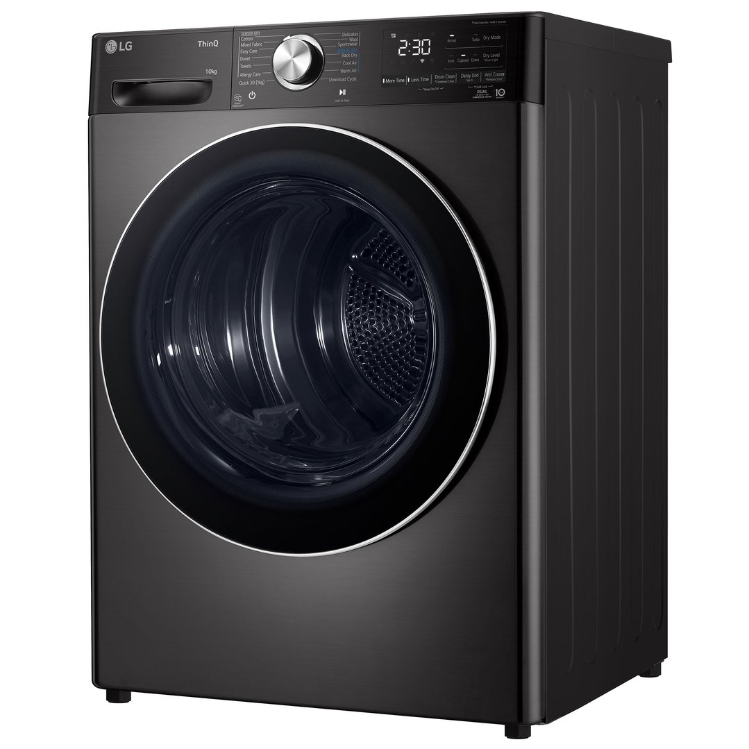 LG 10kg Series 10 Black Steel Heat Pump Dryer DVH10-10B
