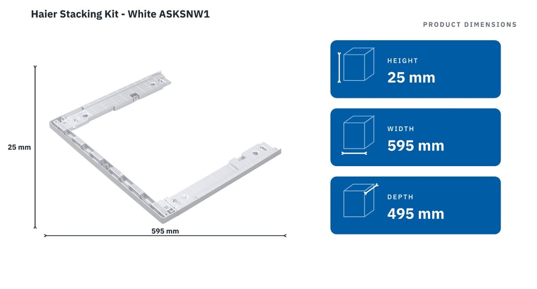 Haier Stacking Kit - White ASKSNW1 — product dimensions