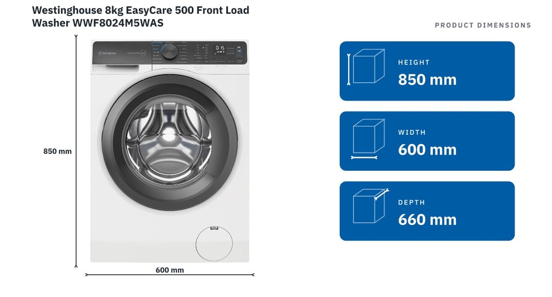 Westinghouse 8kg EasyCare 500 Front Load Washer WWF8024M5WAS