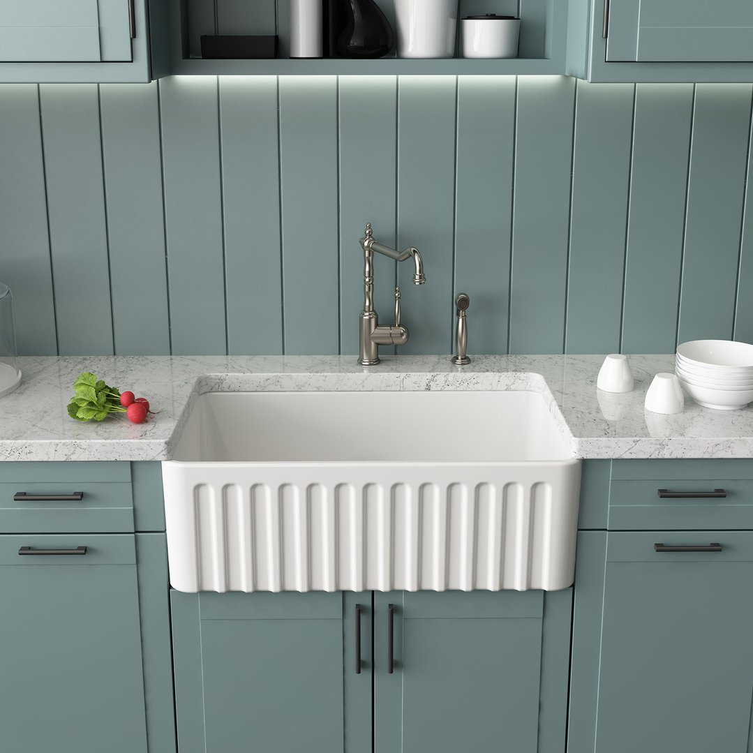 Turner Hastings Novi 75x46 Fireclay Butler Sink - Gloss White NO75FS