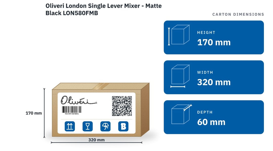 Oliveri London Single Lever Mixer - Matte Black LON580FMB