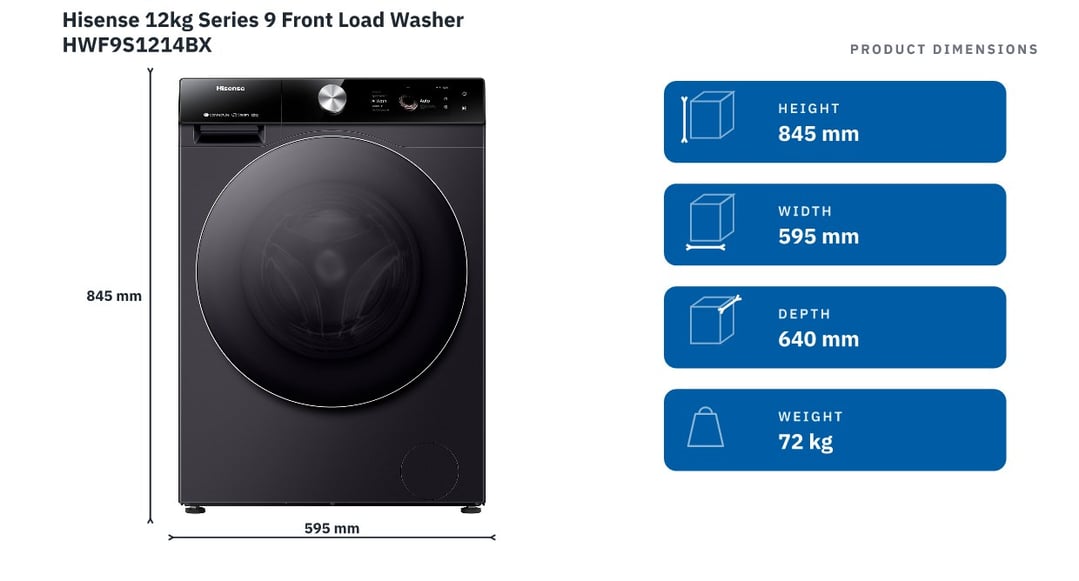 Hisense 12kg Series 9 Front Load Washer HWF9S1214BX