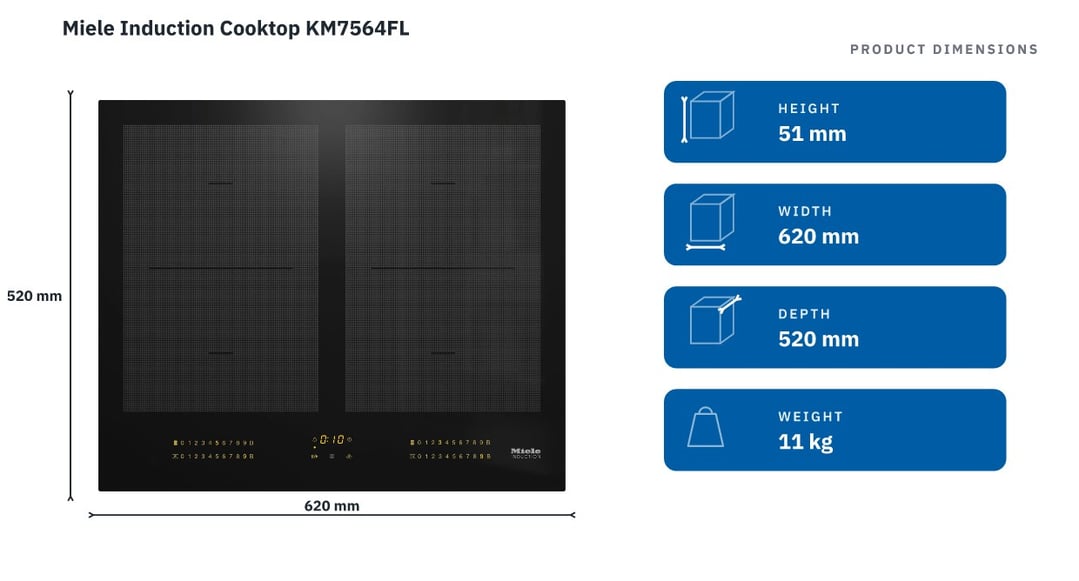 Miele Induction Cooktop KM7564FL — product dimensions