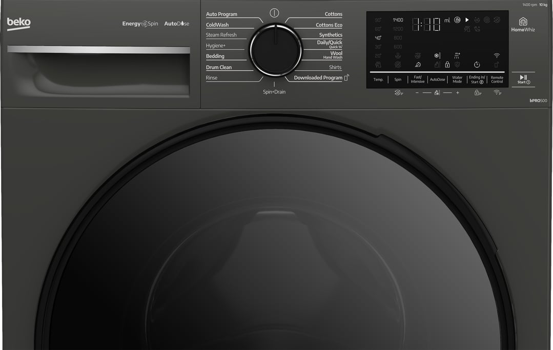 Beko 10kg Autodose Front Load Washing Machine with Steam Graphite BFLB103ADG