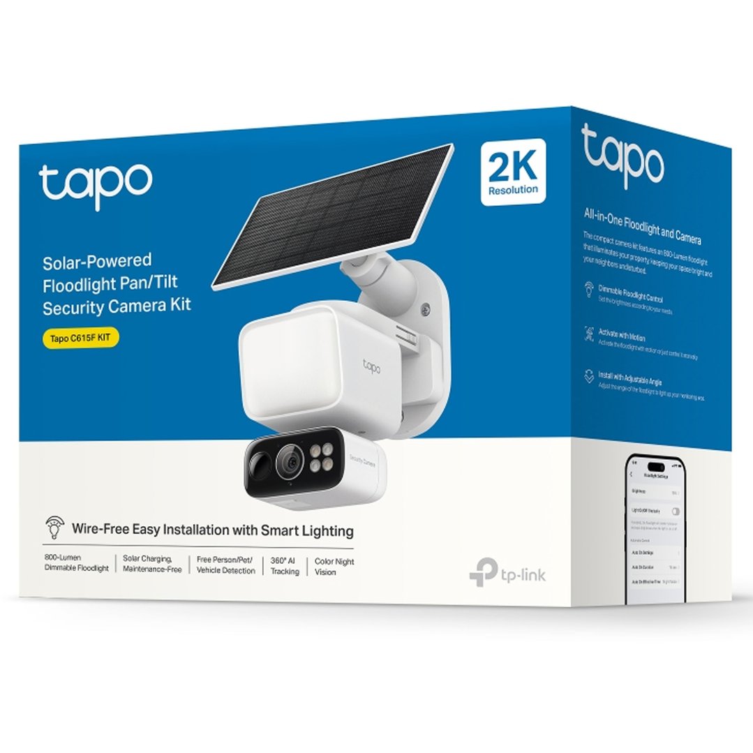 tp-link Tapo 2K Solar-Powered Floodlight Pan/Tilt Security Camera Kit TAPO-C615F-KIT