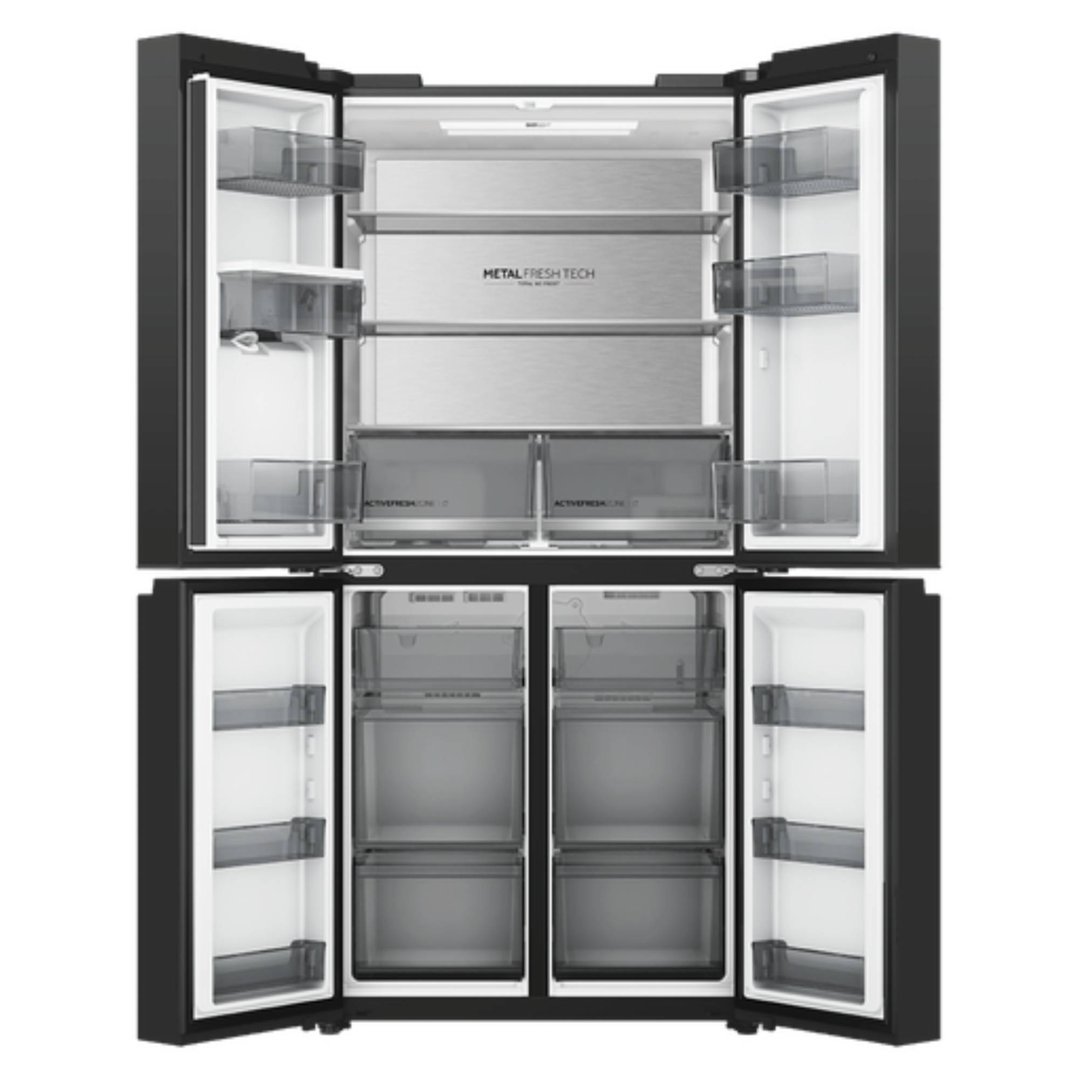Haier 574L, Quad Door Refrigerator Freezer, Water, Non-Plumbed, Black HRF590YHC