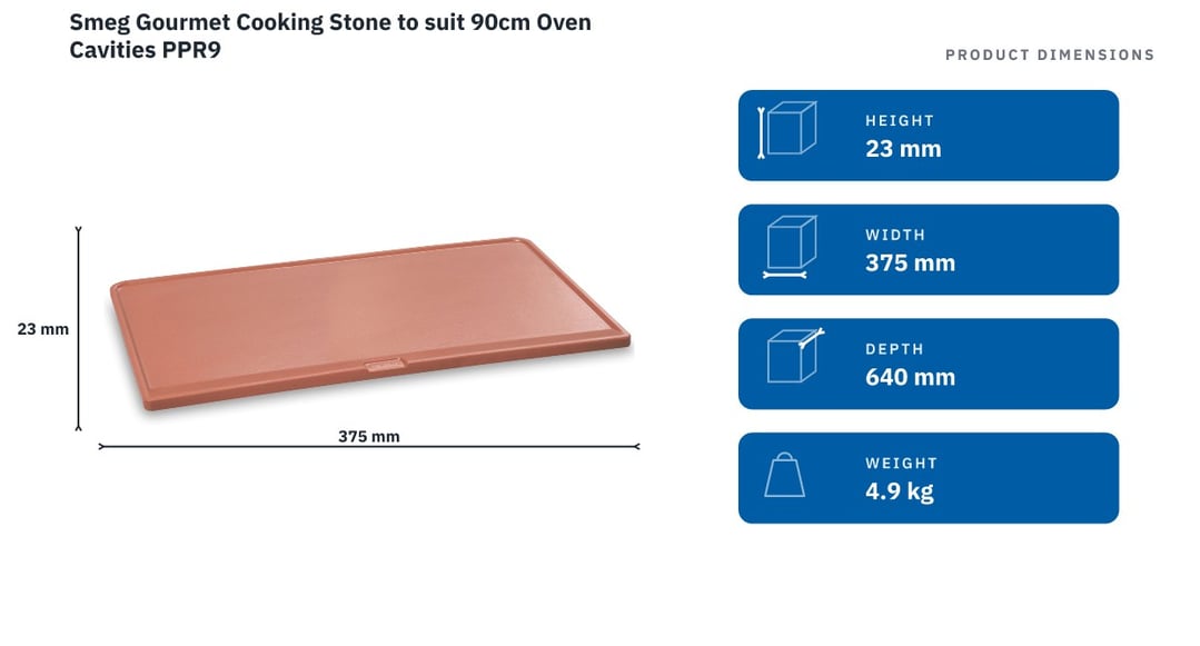 Smeg Gourmet Cooking Stone to suit 90cm Oven Cavities PPR9 — product dimensions