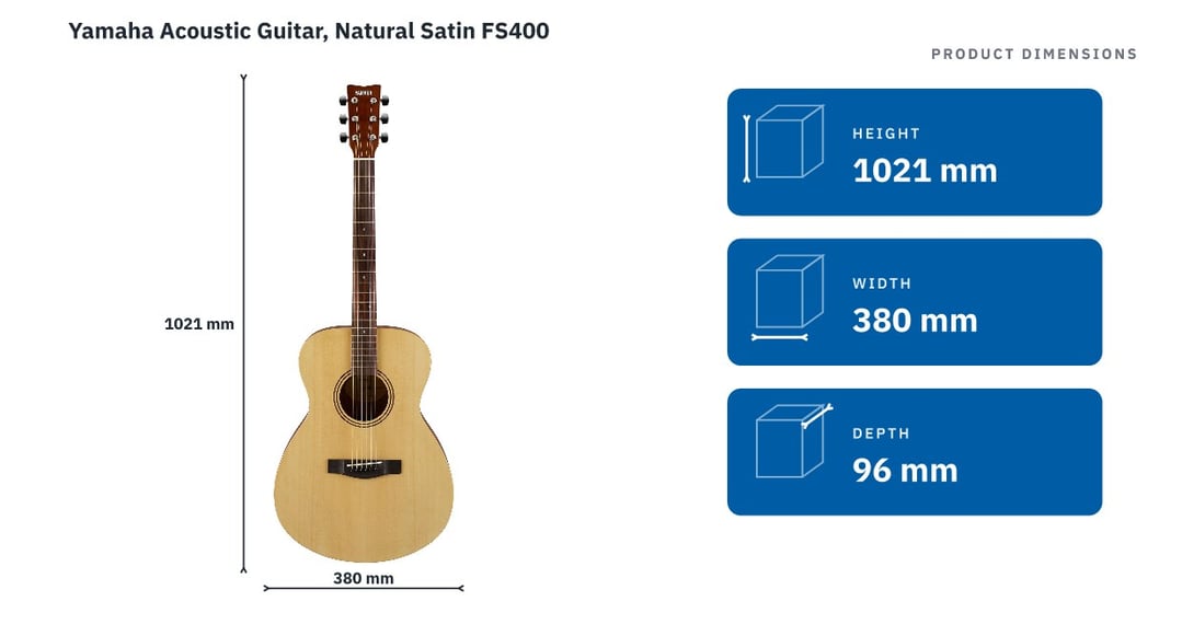 Yamaha Acoustic Guitar, Natural Satin FS400 — product dimensions