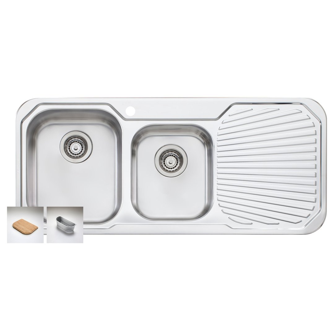 Oliveri Petite 1 & 3/4 Left Hand Bowl Sink With Drainer PE311