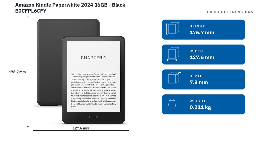 Amazon Kindle Paperwhite 2024 16GB - Black B0CFPL6CFY