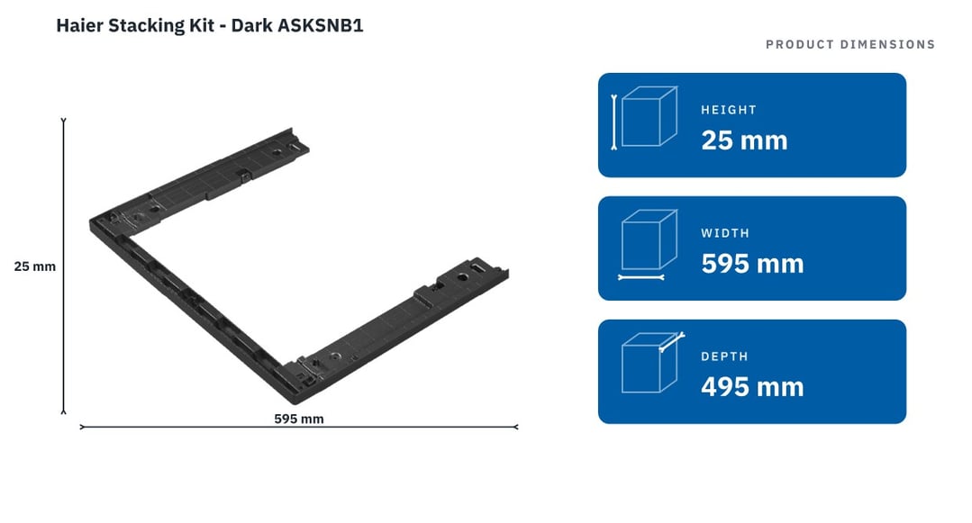 Haier Stacking Kit - Dark ASKSNB1 — product dimensions