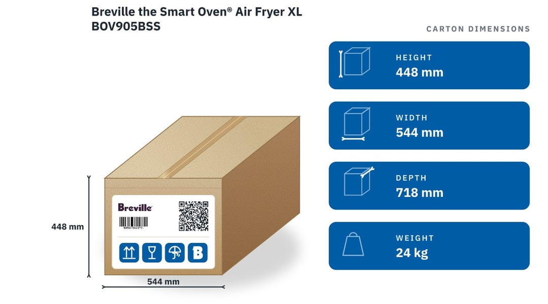 Breville the Smart Oven® Air Fryer XL BOV905BSS — packaged dimensions