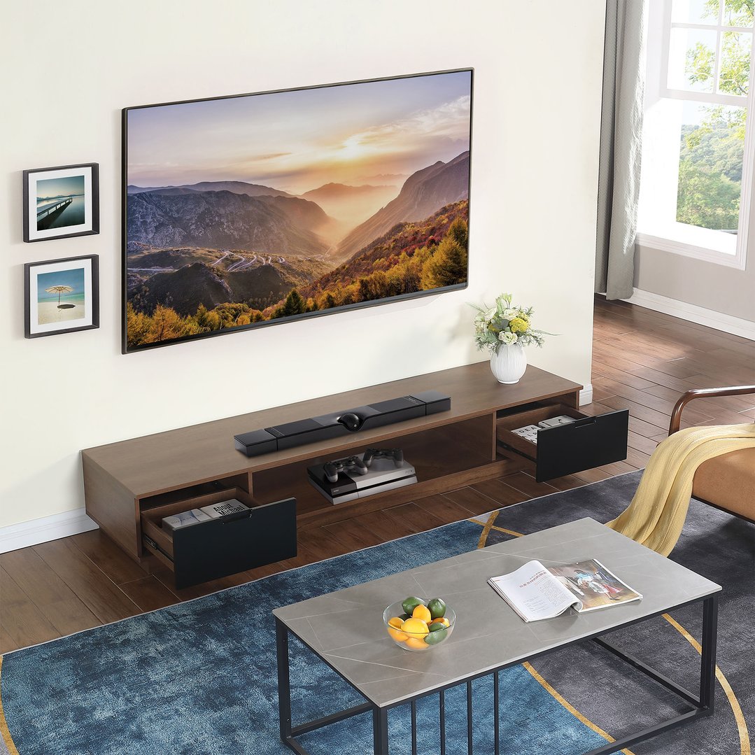 Tauris Rio 2200mm Low Line TV Cabinet - Dark Oak RIO2200LLDO