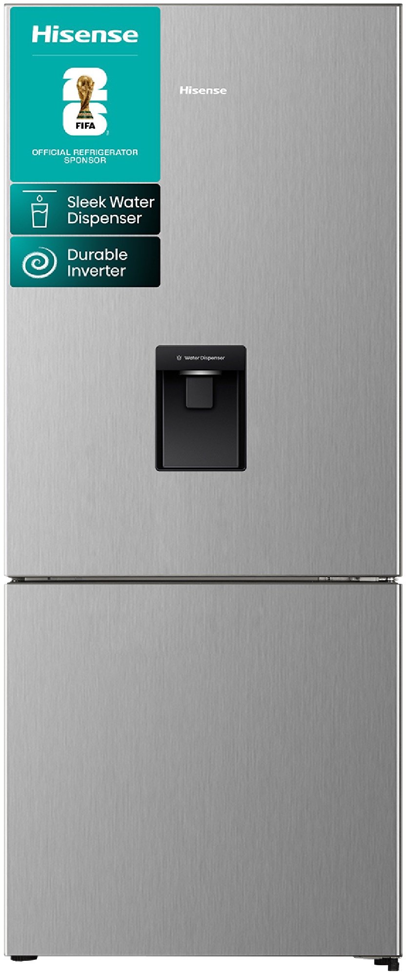 Hisense 415L Bottom Mount Fridge with Water Dispenser - Silver HRBM419SW