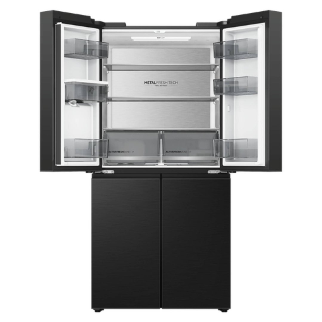 Haier 574L, Quad Door Refrigerator Freezer, Water, Non-Plumbed, Black HRF590YHC
