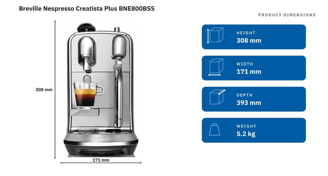 Breville Nespresso Creatista Plus BNE800BSS — product dimensions
