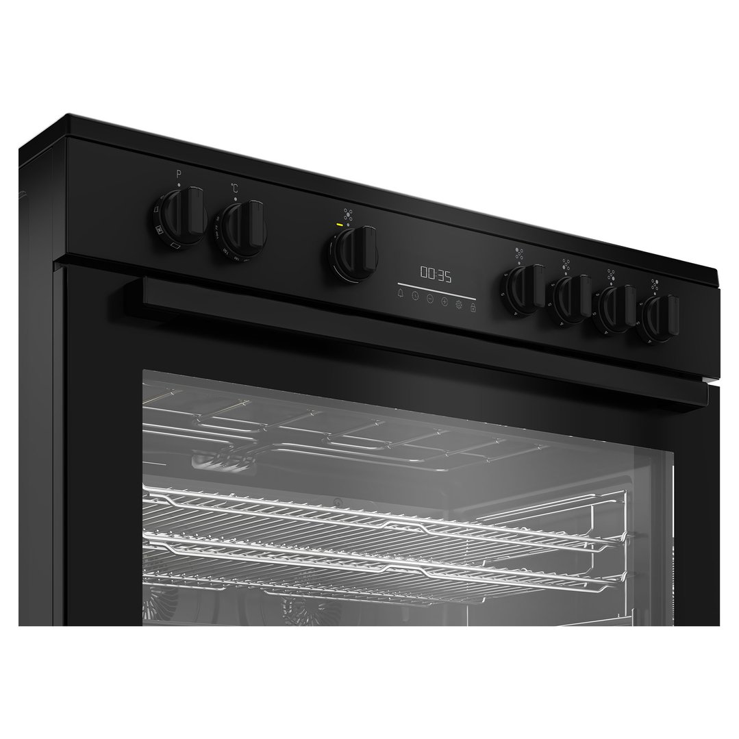Beko 90cm Black Twin Fan Range Cooker with Ceramic Cooktop BFCB917CMB