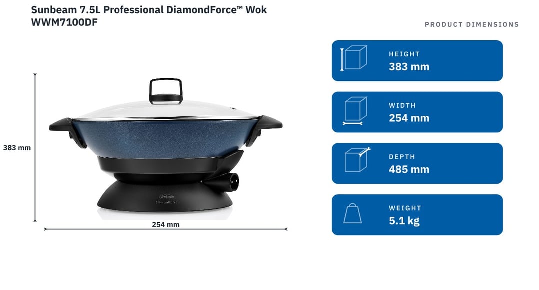 Sunbeam 7.5L Professional DiamondForce™ Wok WWM7100DF