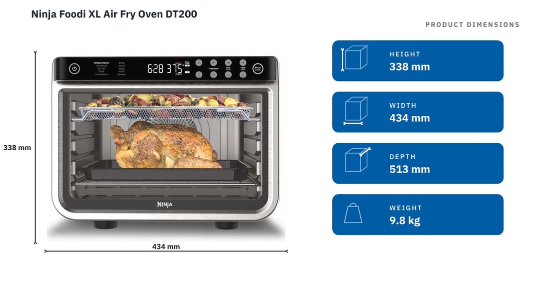 Ninja Foodi XL Air Fry Oven DT200 — product dimensions
