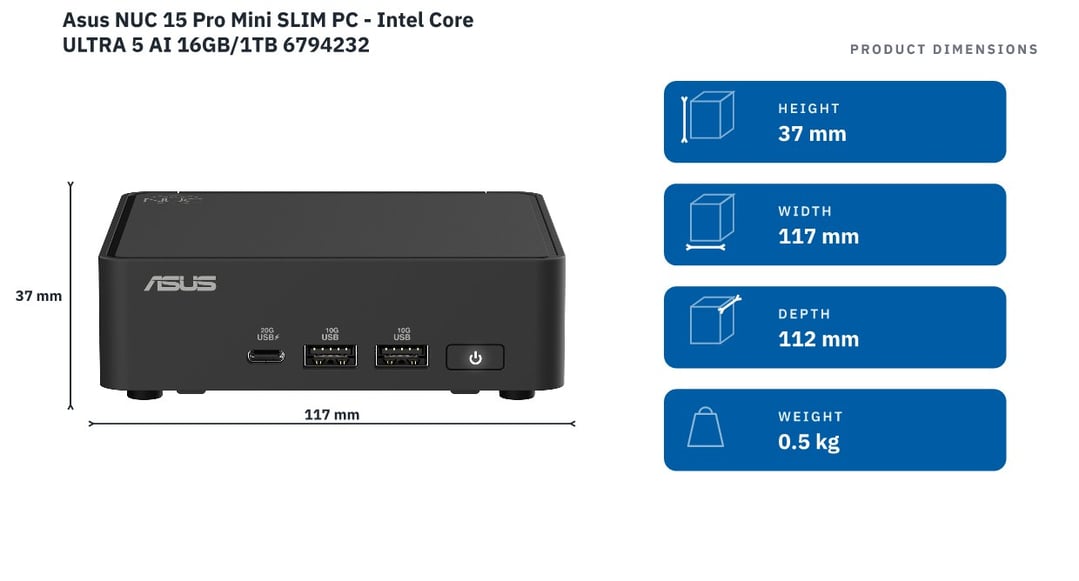 Asus NUC 15 Pro Mini SLIM PC - Intel Core ULTRA 5 AI 16GB/1TB 6794232