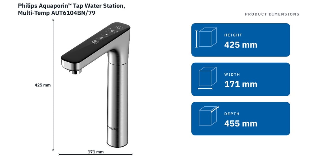 Philips Aquaporin™ Tap Water Station, Multi-Temp AUT6104BN/79 — product dimensions