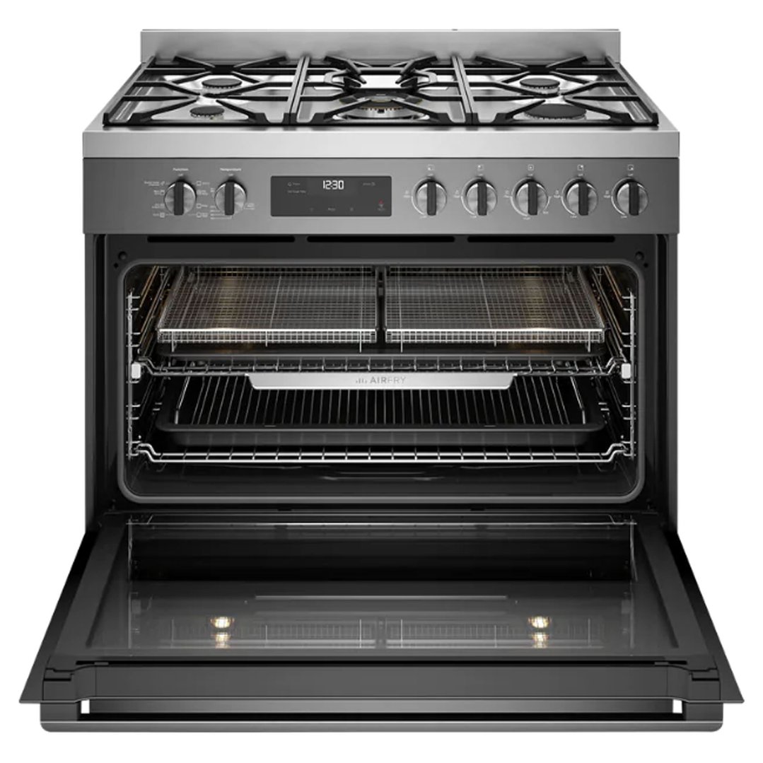 Westinghouse 90cm Dual Fuel Freestanding Oven with AirFry - Dark Stainless Steel WFE9516DD