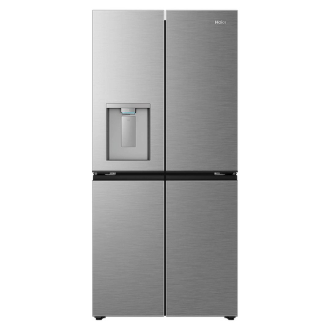Haier 573L, Quad Door Refrigerator Freezer, Ice & Water, Plumbed, Silver HRF590YPS