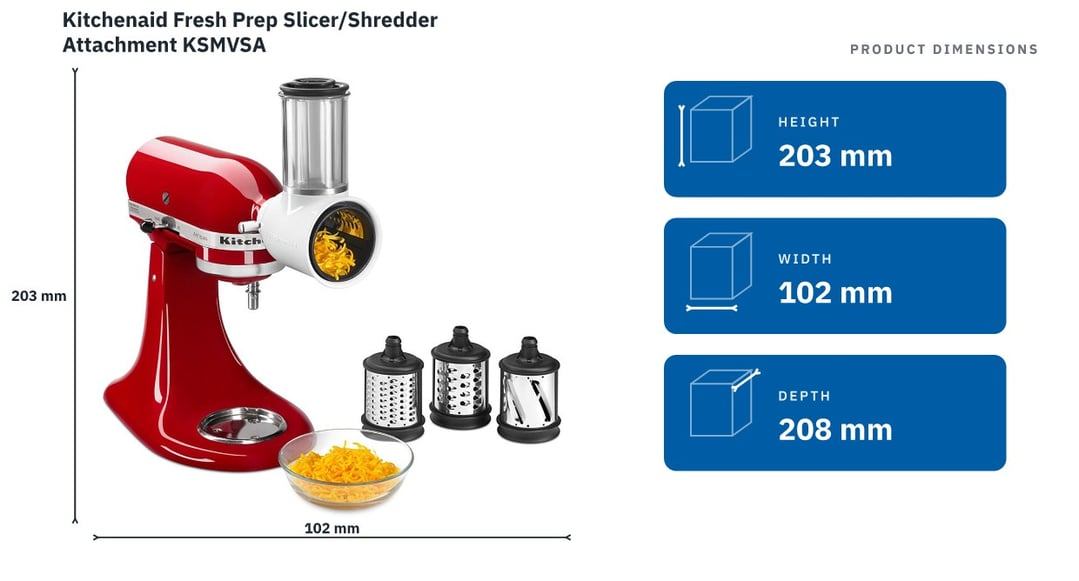 Kitchenaid Fresh Prep Slicer/Shredder Attachment KSMVSA — product dimensions