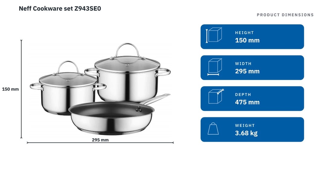Neff Cookware set Z943SE0 — product dimensions
