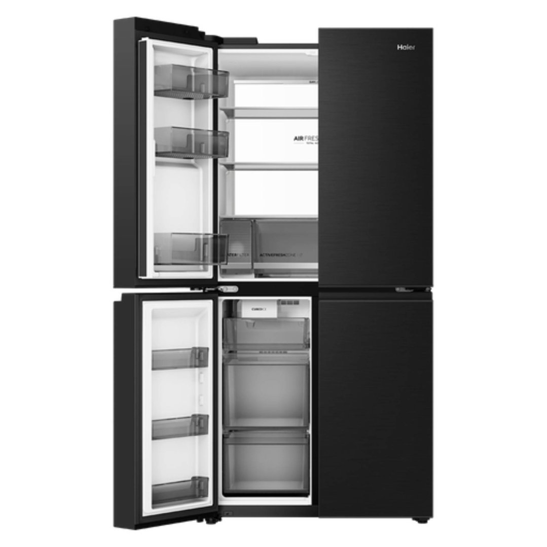 Haier 573L, Quad Door Refrigerator Freezer, Ice & Water, Plumbed, Black HRF590YPC