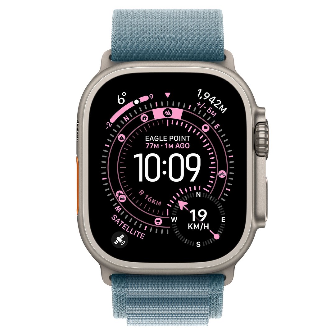 Apple Watch Ultra 3 49mm Natural Titanium Case GPS + Cellular Light Blue Alpine Loop (Medium) MEWM4X/A
