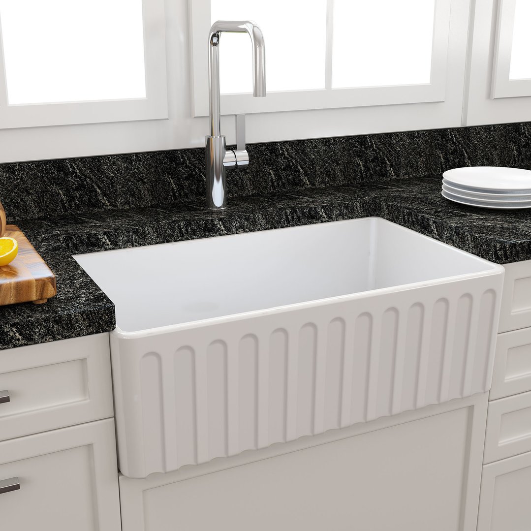 Turner Hastings Novi 75x46 Fireclay Butler Sink - Gloss White NO75FS