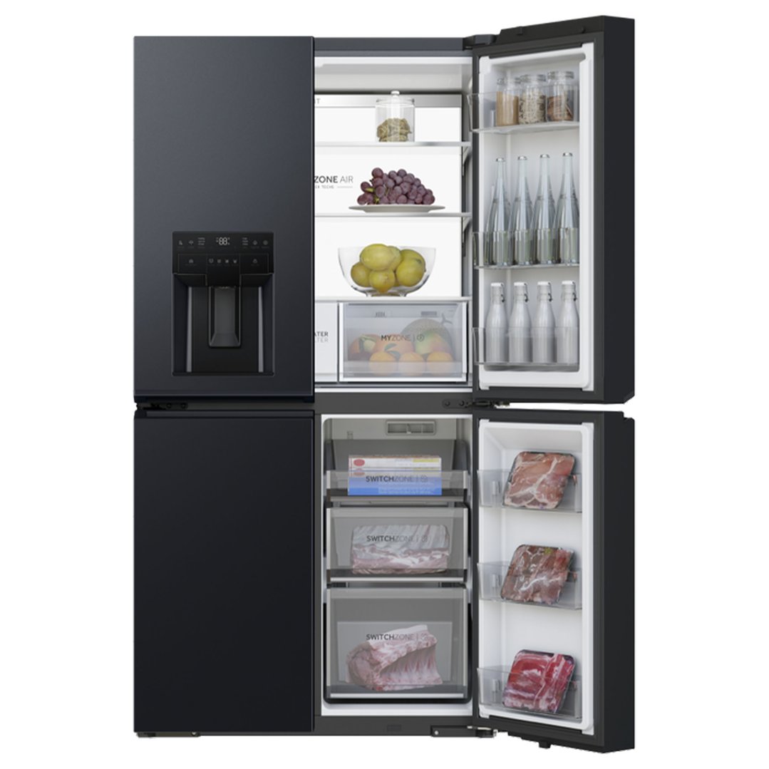 Haier 601L 600 Series Quad Door Refrigerator Freezer - Black HRF680YZC