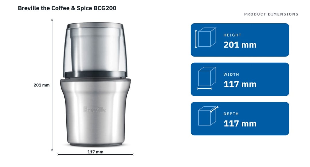 Breville the Coffee & Spice BCG200 — product dimensions