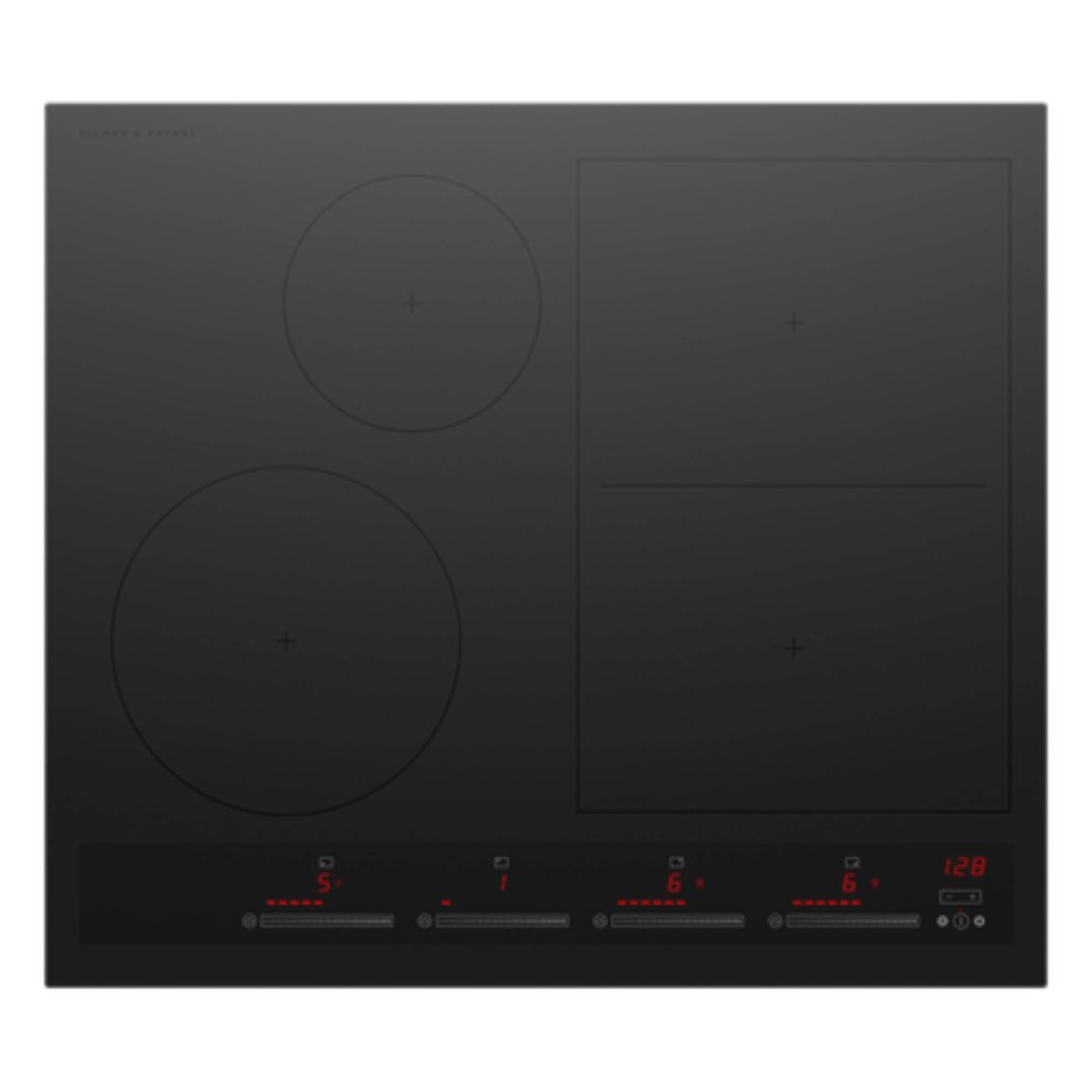 Fisher & Paykel 60cm Series 7, 4 Zone Induction Cooktop, SmartZone, Low Current, Black CI604ZDTPB5
