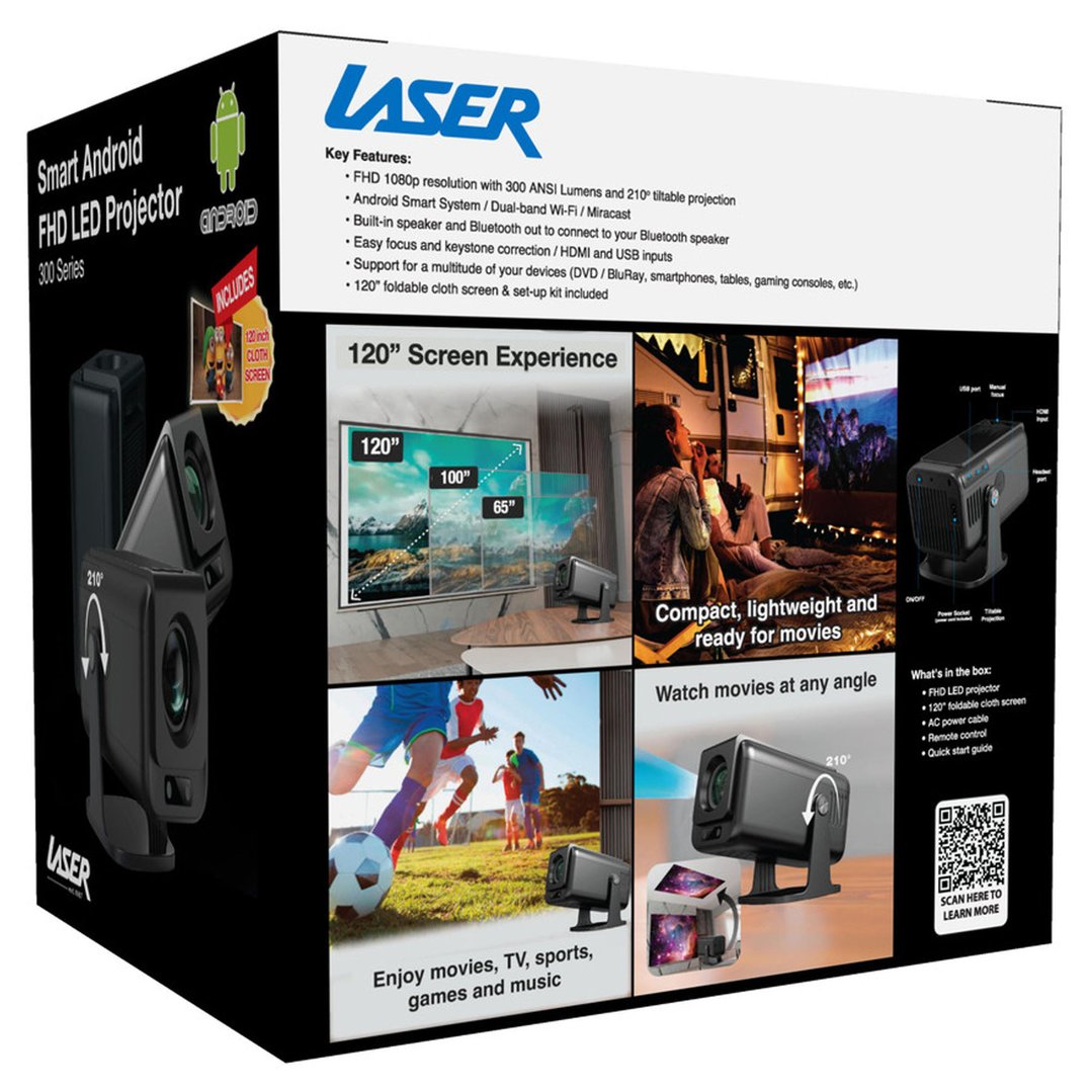 Laser 1080P LED Smart Android Multi-angle Projector PJ-TUFHA3-065