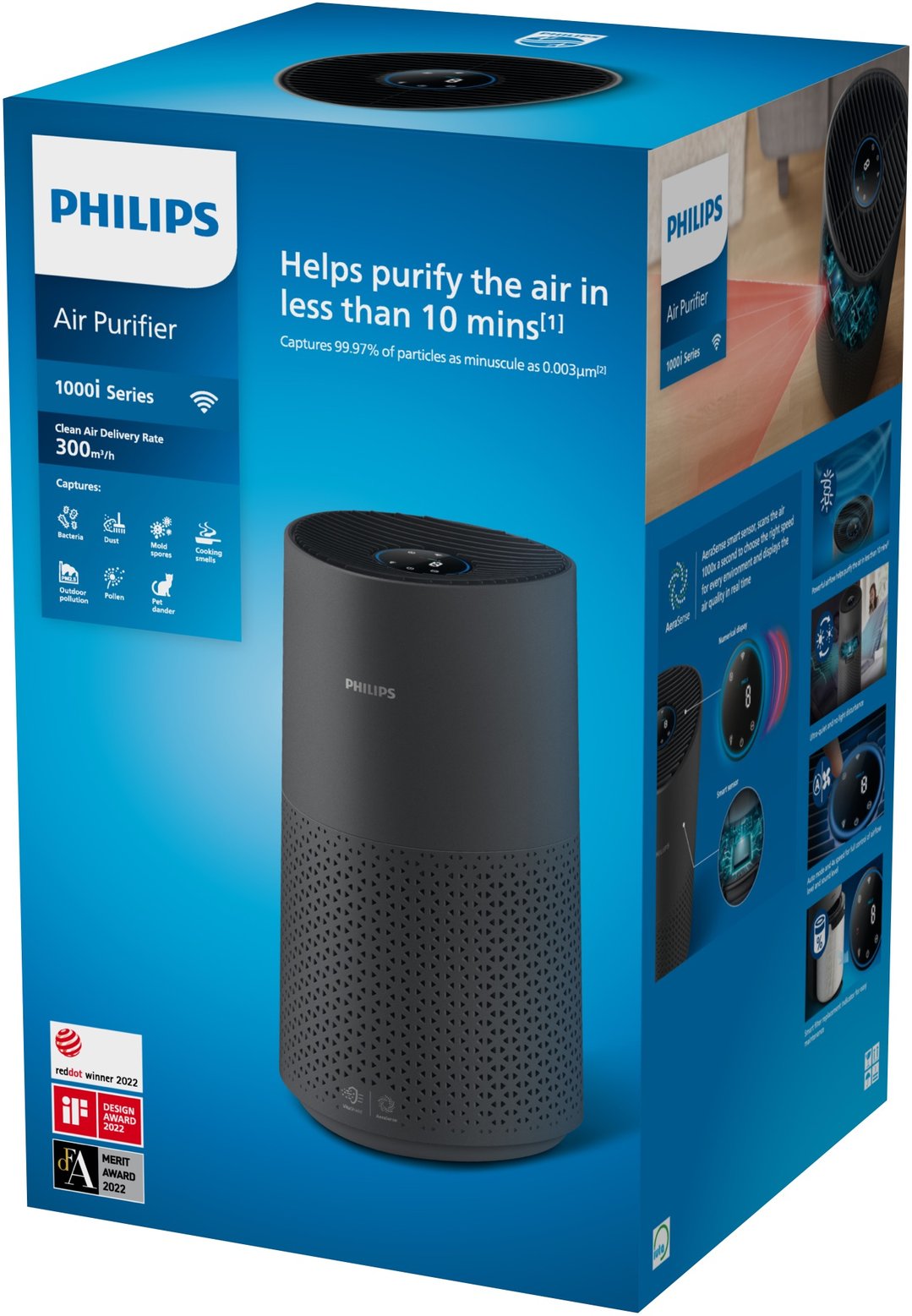Philips 1000i Series Air Purifier, Black AC1715/71