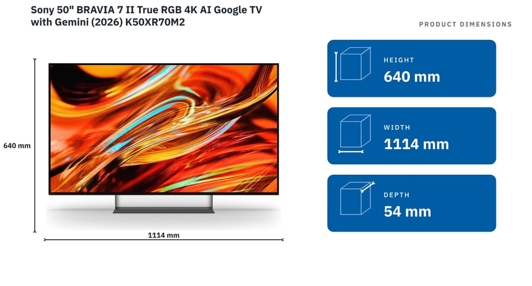 Sony 50" BRAVIA 7 II True RGB 4K AI Google TV with Gemini (2026) K50XR70M2