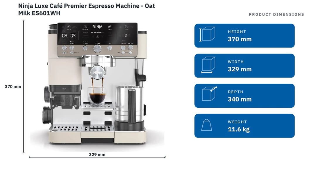 Ninja Luxe Café Premier Espresso Machine - Oat Milk ES601WH