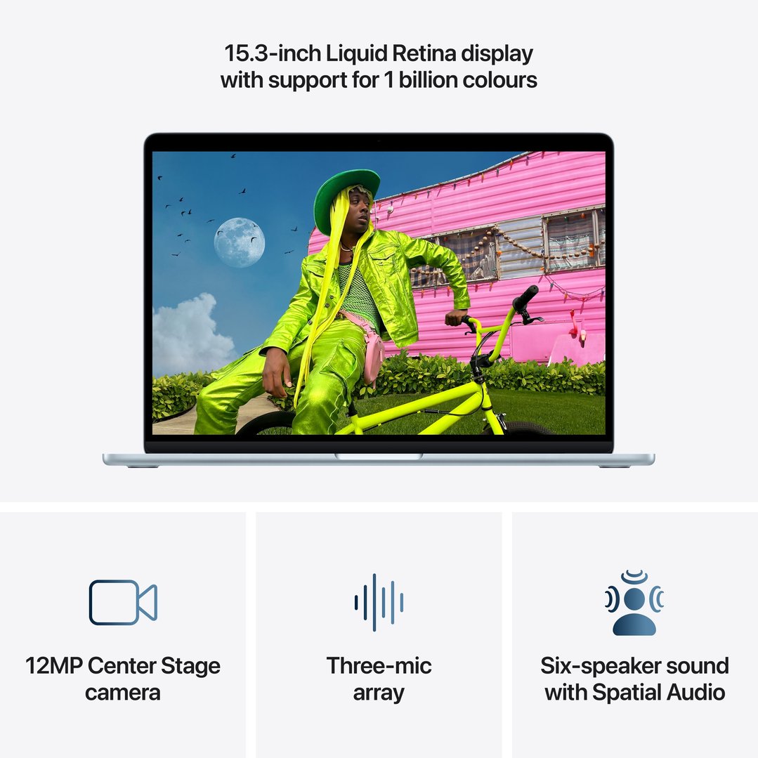Apple 15" MacBook Air M5 chip with 10‑core CPU and 10‑core GPU, 24GB, 1TB SSD - Sky Blue MDVU4X/A