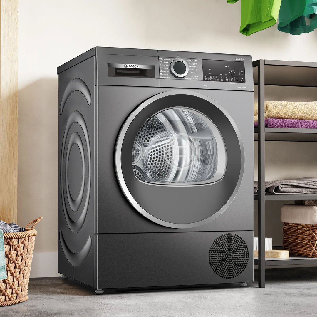 Bosch 8kg Series 6 Grey Heat Pump Dryer WQG235DRAU