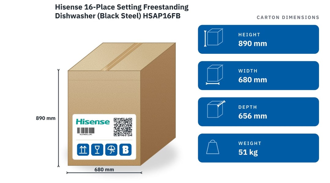 Hisense 16-Place Setting Freestanding Dishwasher (Black Steel) HSAP16FB