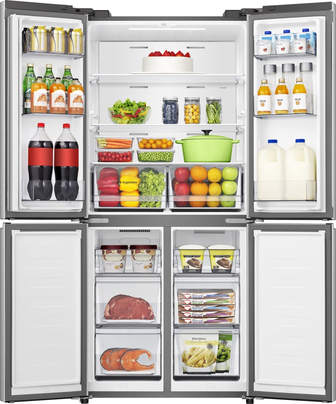 Hisense 483L French Door Fridge, White Glass HRCD483G