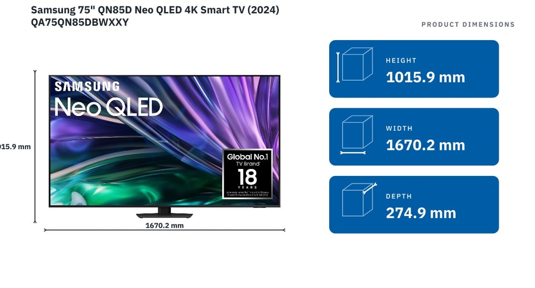 Samsung 75" QN85D Neo QLED 4K Smart TV (2024) QA75QN85DBWXXY