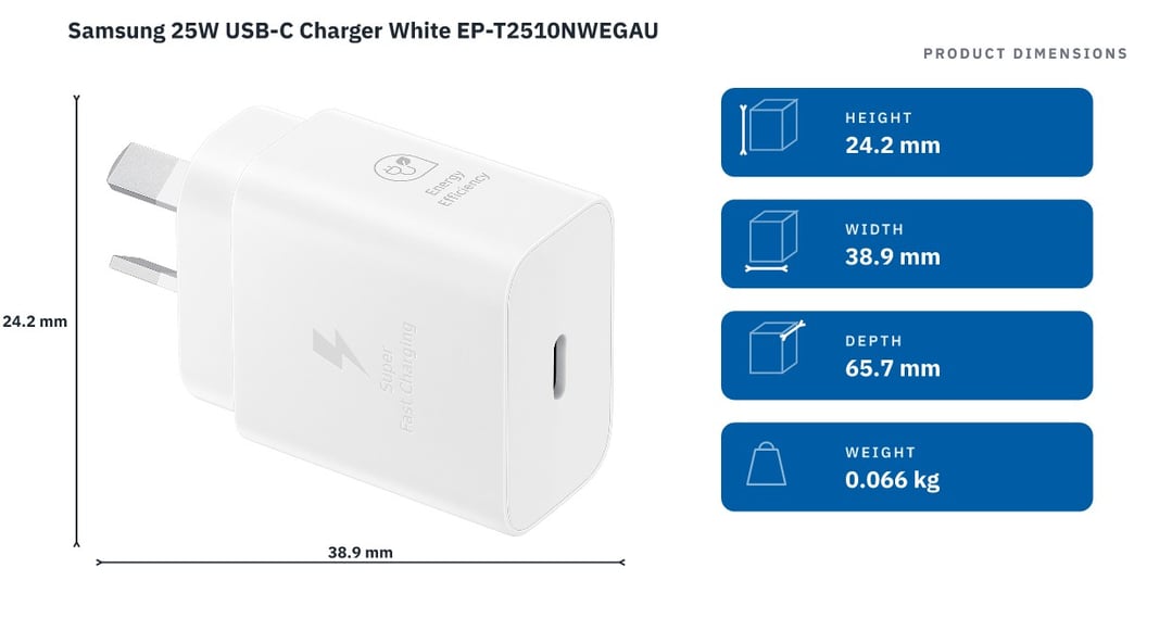 Samsung 25W USB-C Charger White EP-T2510NWEGAU