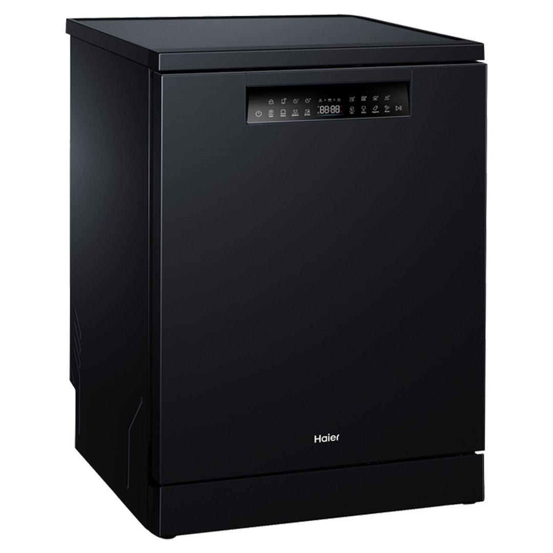 Haier 15 PL Freestanding Dishwasher, Steam - Black HDW15F3B1
