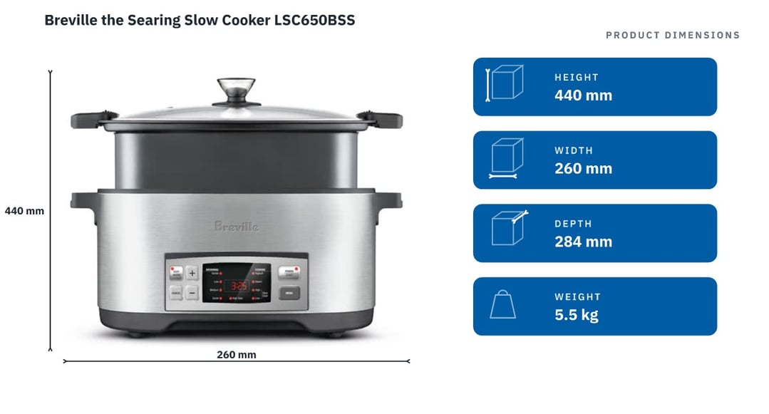 Breville the Searing Slow Cooker LSC650BSS — product dimensions