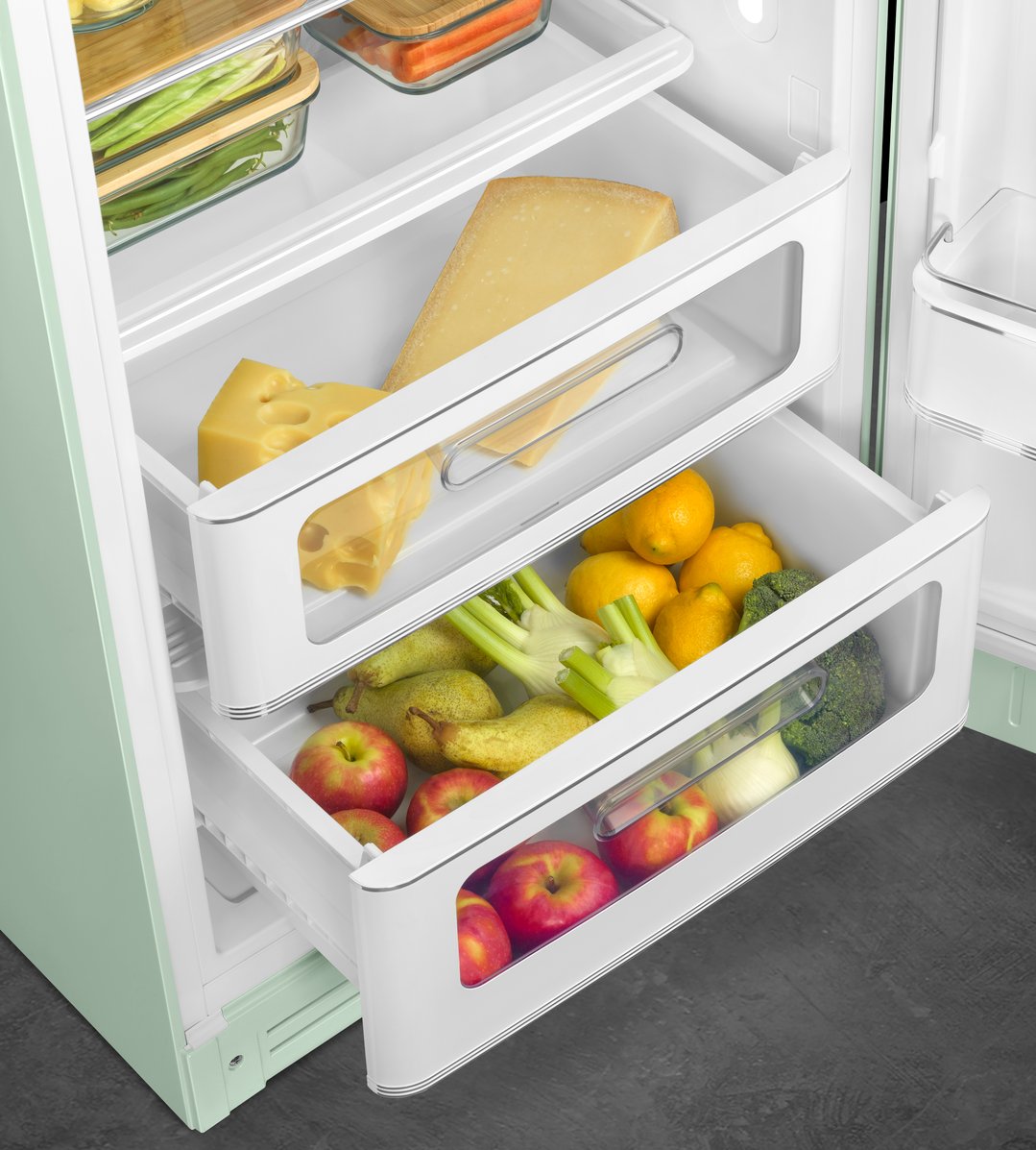 Smeg FAB 28 50’S Style Retro Refrigerator, Right Hand - Pastel Green FAB28RPG5AU